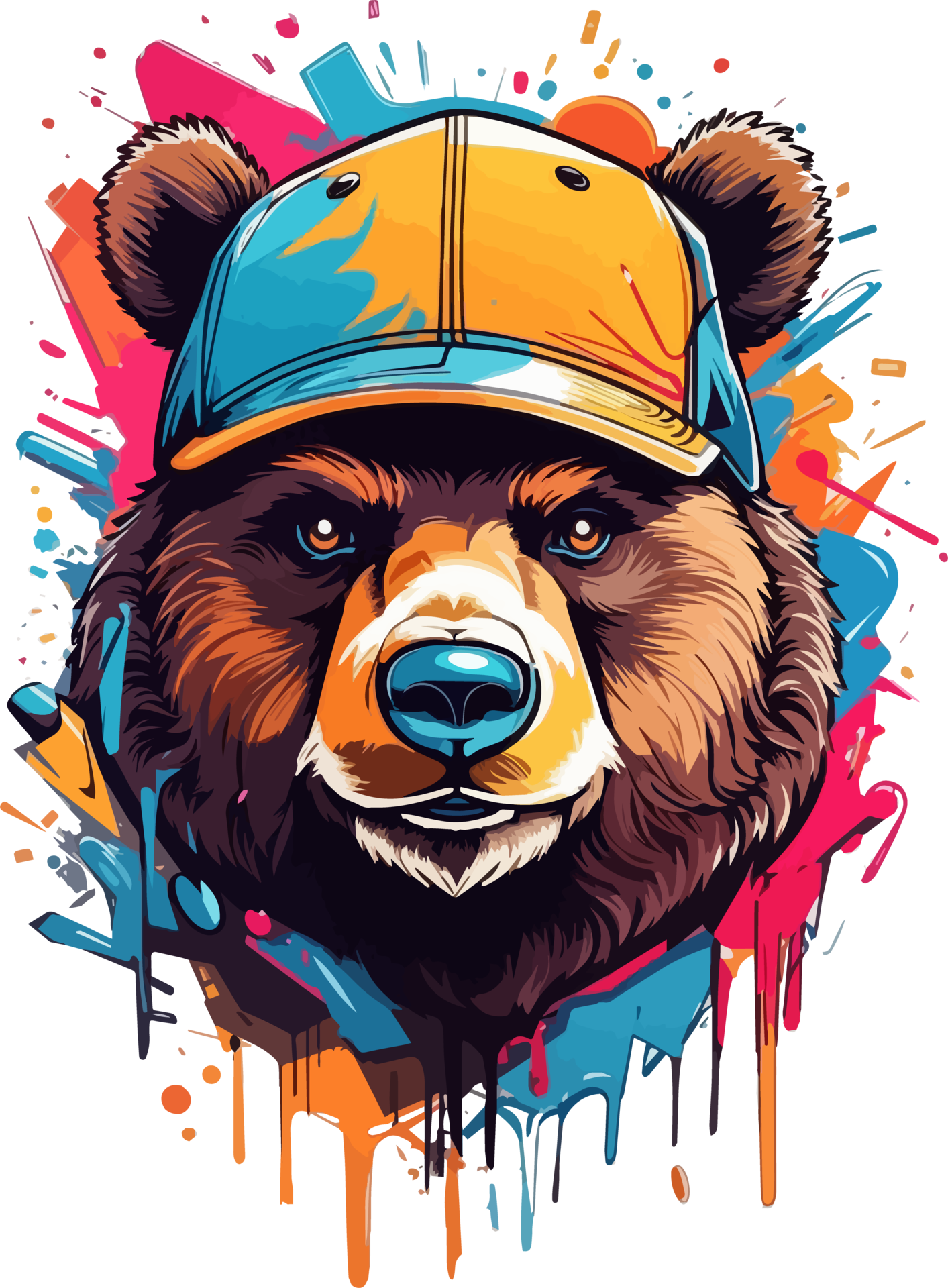 AI generated Bear wear Base Cap T Shirt Design 37912840 PNG
