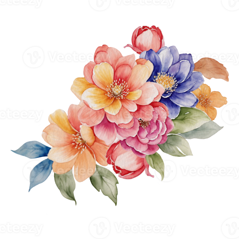 AI generated watercolour colorful flower clipart. png
