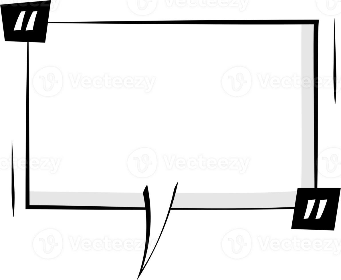 Black and white speech bubble balloon with quotation marks, icon sticker memo keyword planner text box banner, flat png transparent element design