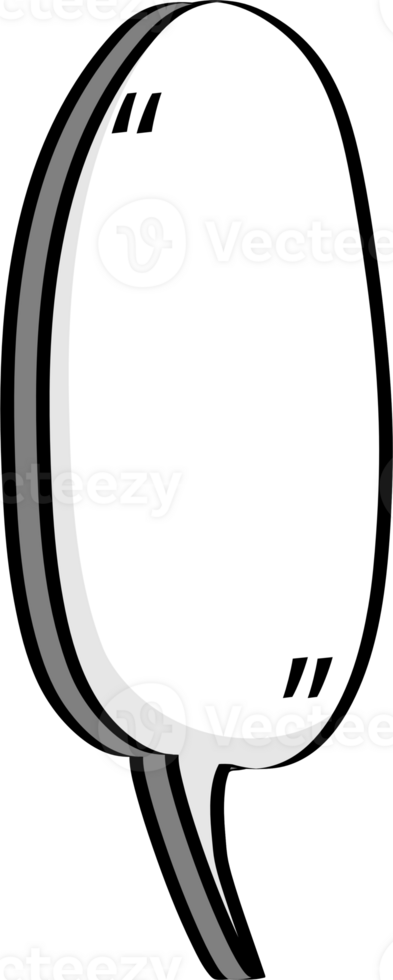 3d black and white color speech bubble balloon with quotation marks icon sticker memo keyword planner text box banner, flat png transparent element design