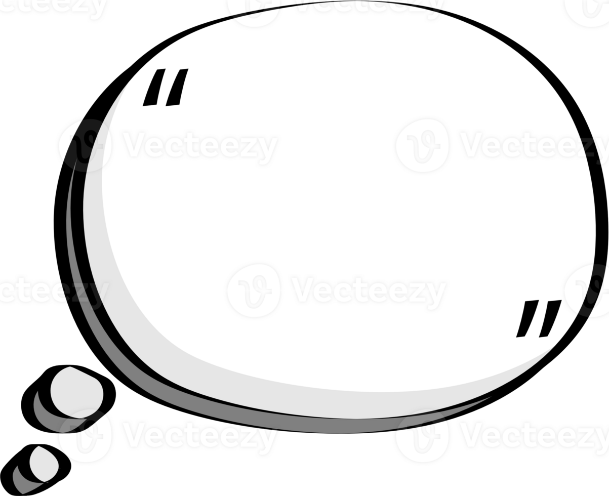 3d black and white color speech bubble balloon with quotation marks icon sticker memo keyword planner text box banner, flat png transparent element design