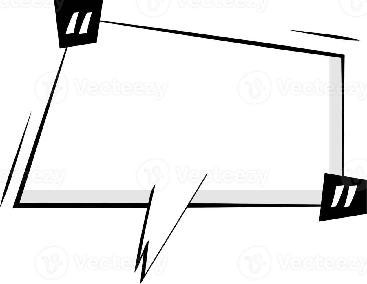 Black and white speech bubble balloon with quotation marks, icon sticker memo keyword planner text box banner, flat png transparent element design