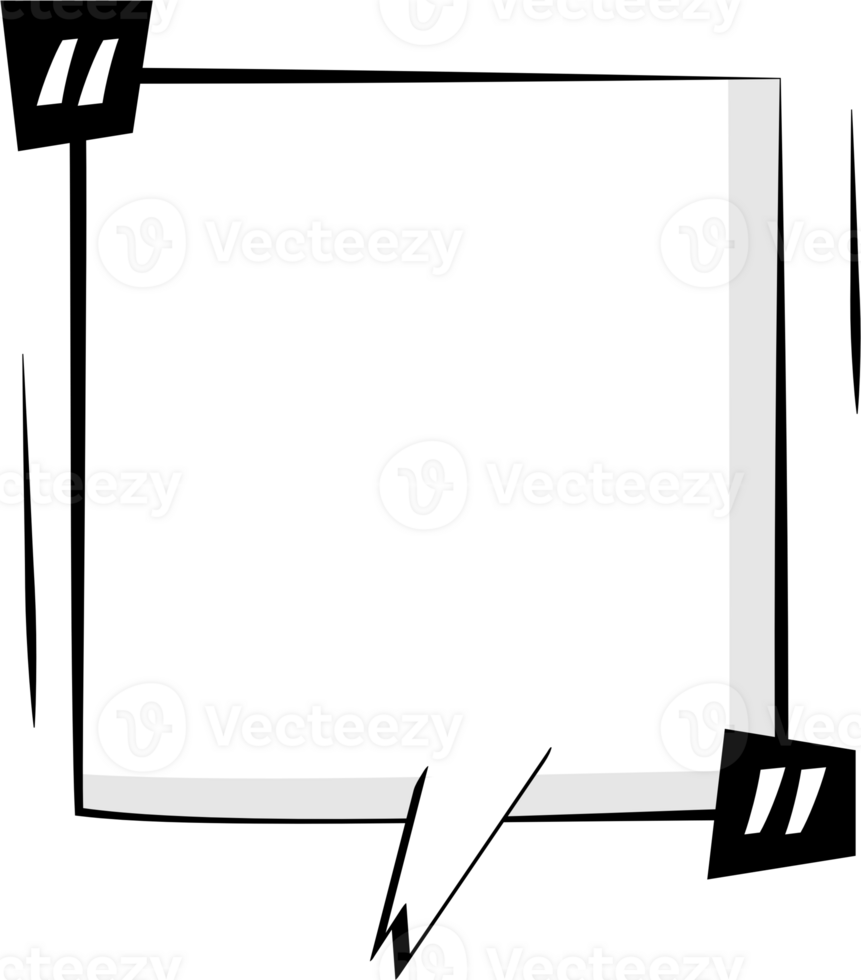 Black and white speech bubble balloon with quotation marks, icon sticker memo keyword planner text box banner, flat png transparent element design