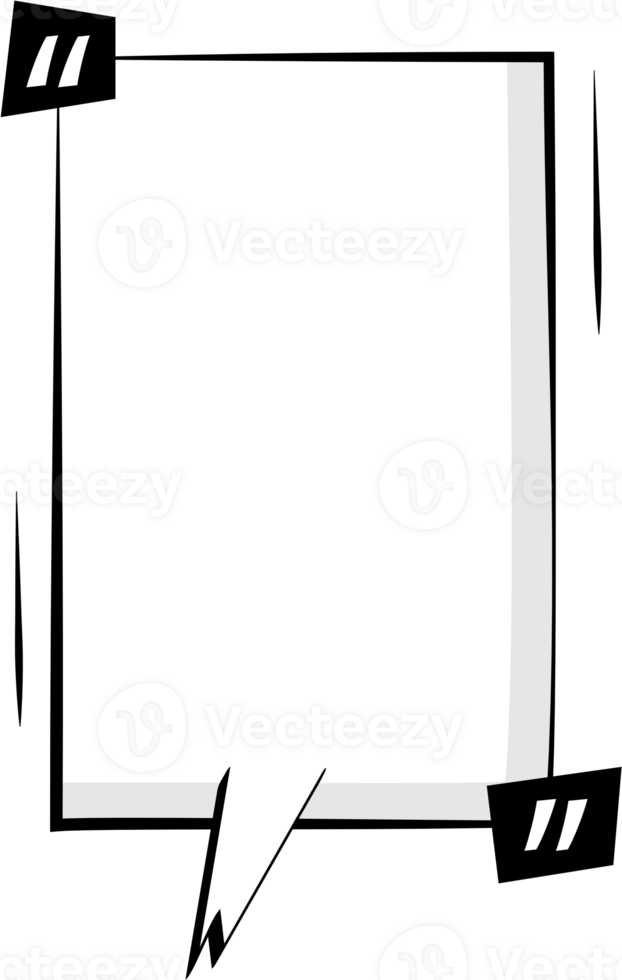 Black and white speech bubble balloon with quotation marks, icon sticker memo keyword planner text box banner, flat png transparent element design