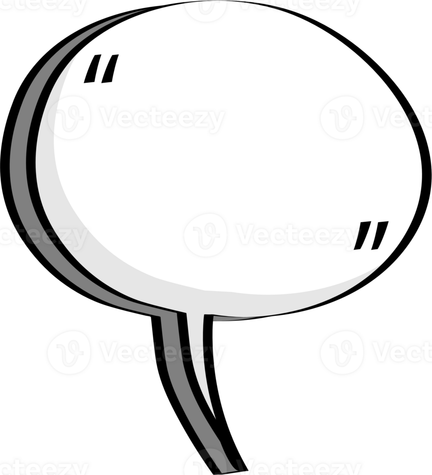 3d black and white color speech bubble balloon with quotation marks icon sticker memo keyword planner text box banner, flat png transparent element design