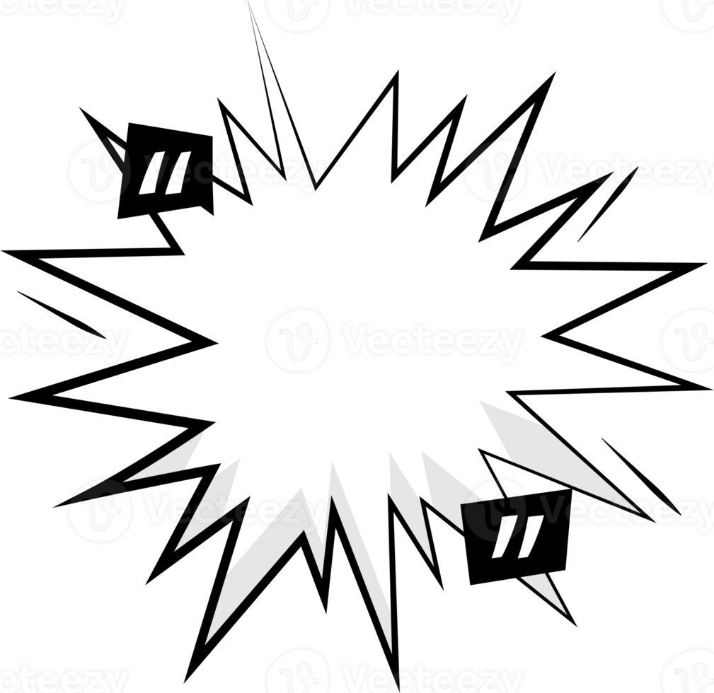 Black and white speech bubble balloon with quotation marks, icon sticker memo keyword planner text box banner, flat png transparent element design