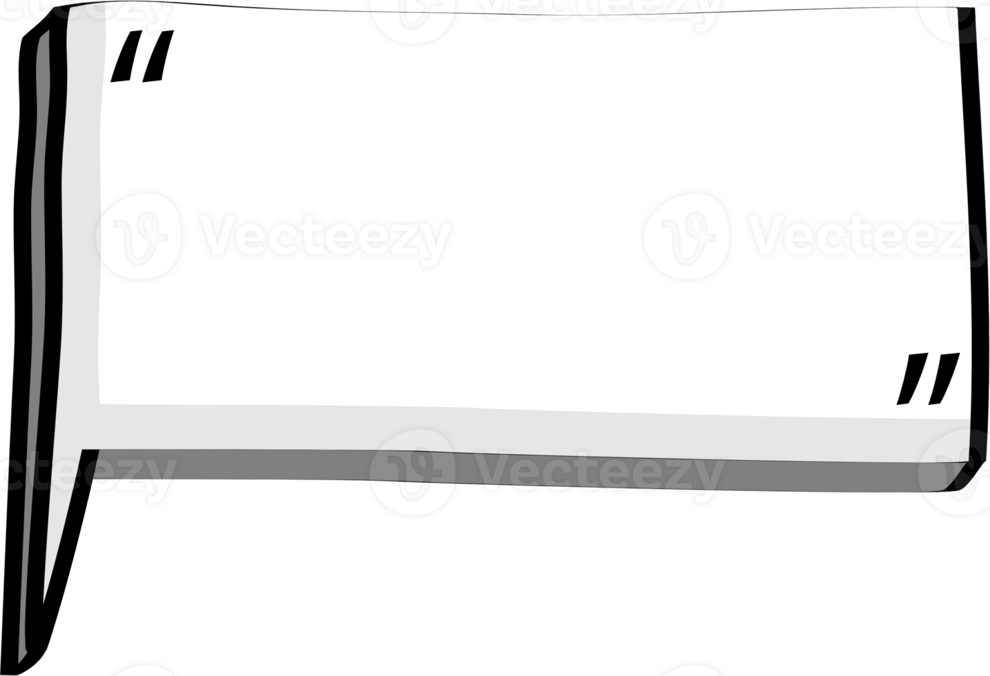 3d black and white color speech bubble balloon with quotation marks icon sticker memo keyword planner text box banner, flat png transparent element design