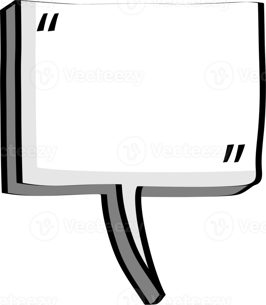 3d black and white color speech bubble balloon with quotation marks icon sticker memo keyword planner text box banner, flat png transparent element design