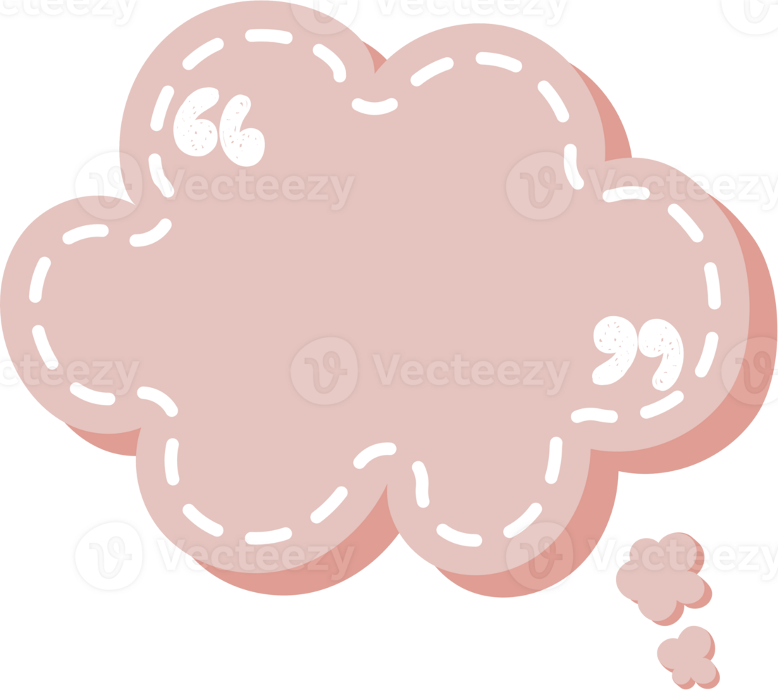 Colorful pastel red color speech bubble balloon with quotation marks, icon sticker memo keyword planner text box banner, flat png transparent element design