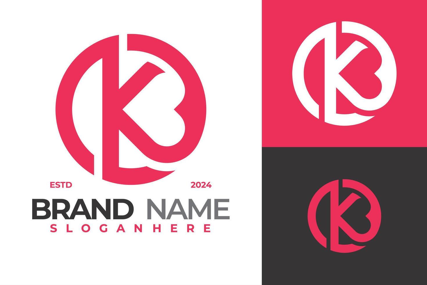 Letter K Heart Logo Design Vector Template