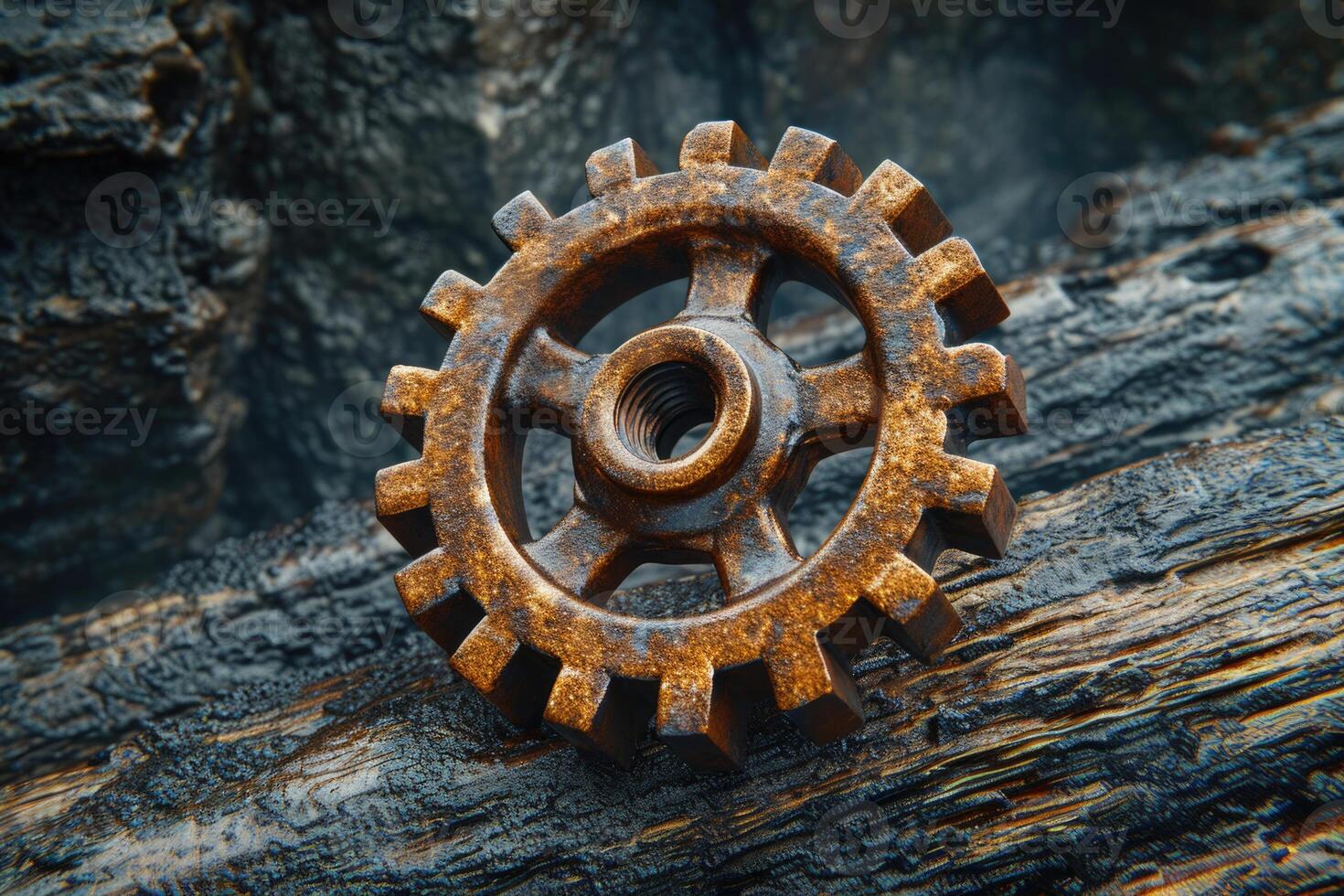 AI generated Details The gear is made of metal. Mechanical gears made of steel photo