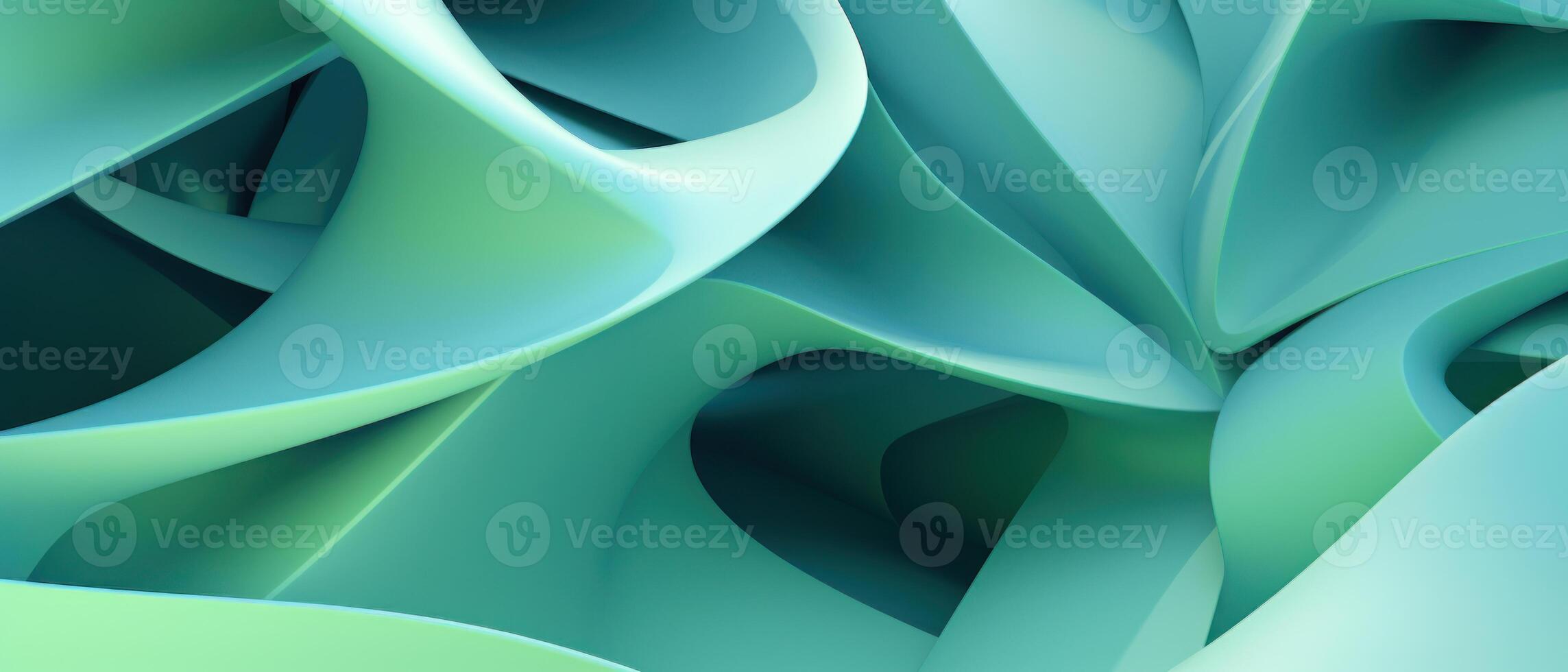 AI generated Vibrant abstract art with dynamic blue and green waves. photo