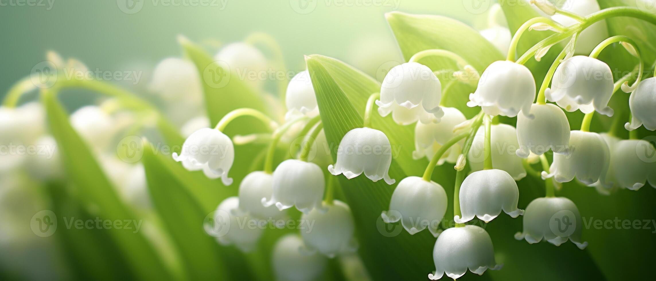 AI generated Soft focus macro view of a Lily-of-the-valley bloom. photo