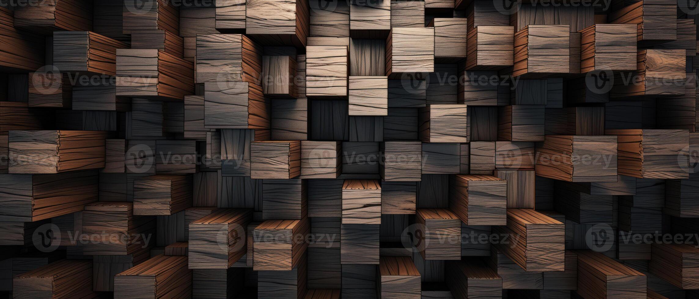 AI generated Abstract wooden cubes pattern. photo