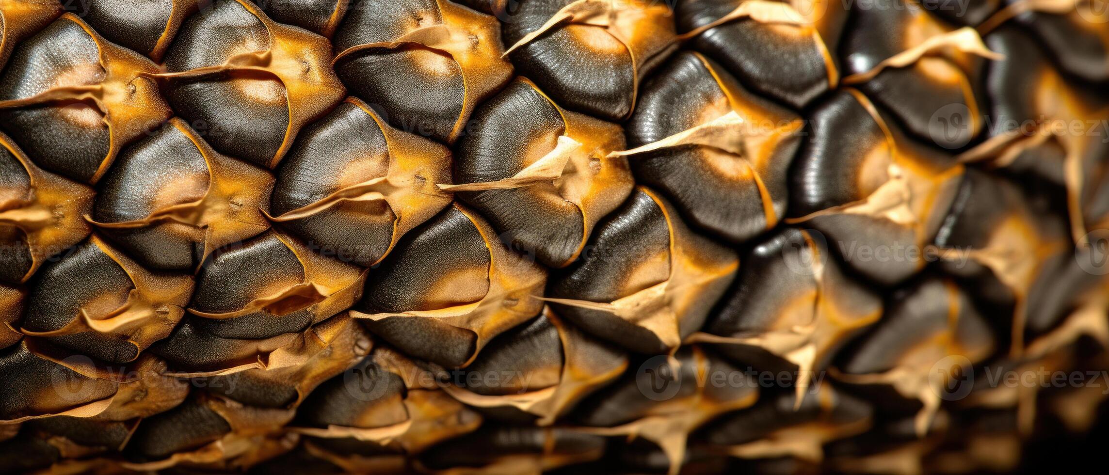 AI generated Detailed macro shot of a pineapple. photo