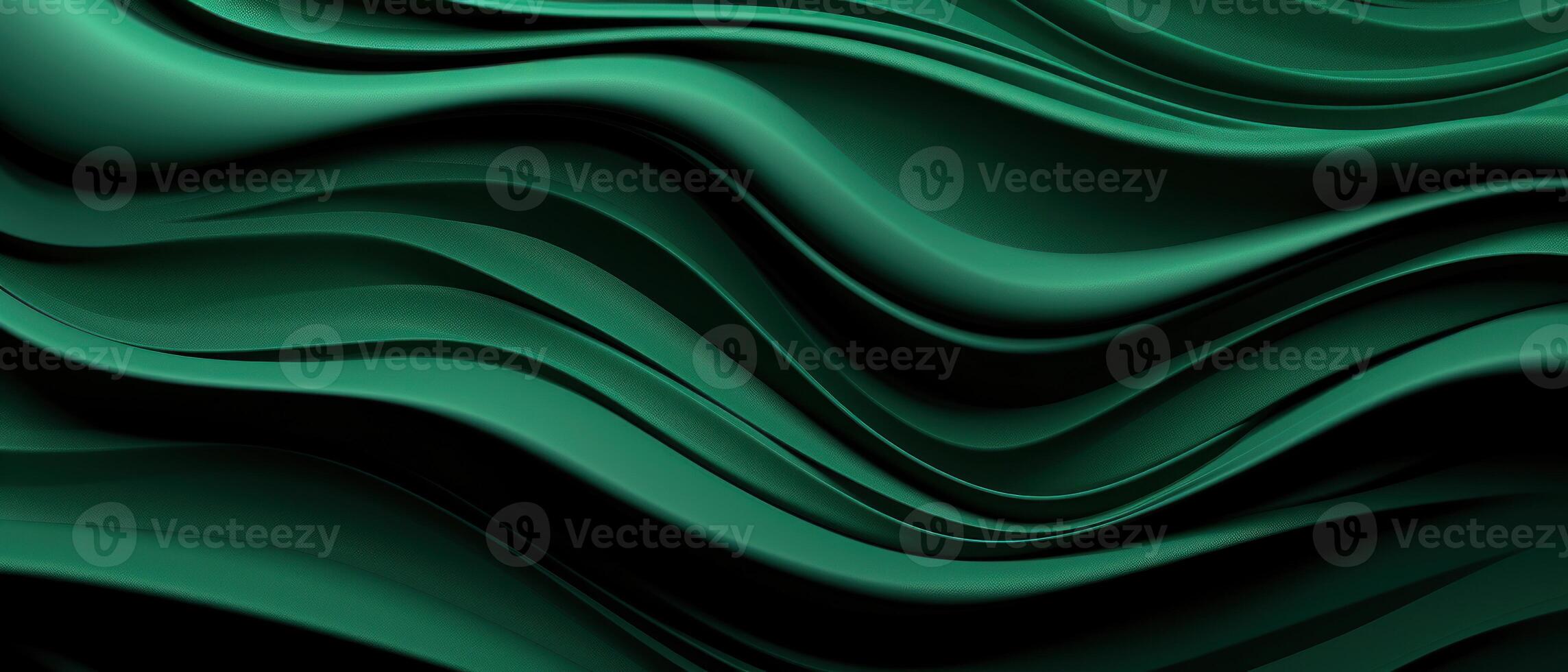 AI generated 3D render of deep green wavy patterns. photo