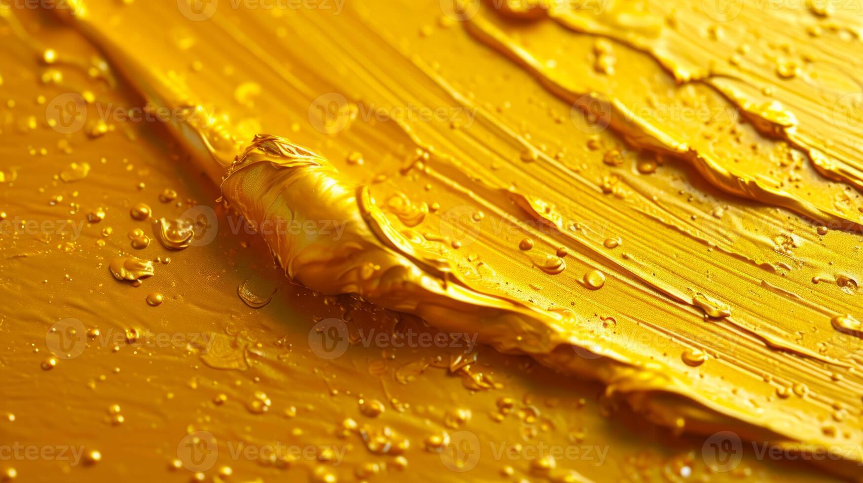 AI generated Close-up of flowing golden and amber acrylic paint with glitter details and fluid patterns. Concept of abstract art, luxury textures, fluid painting, golden aesthetics. photo