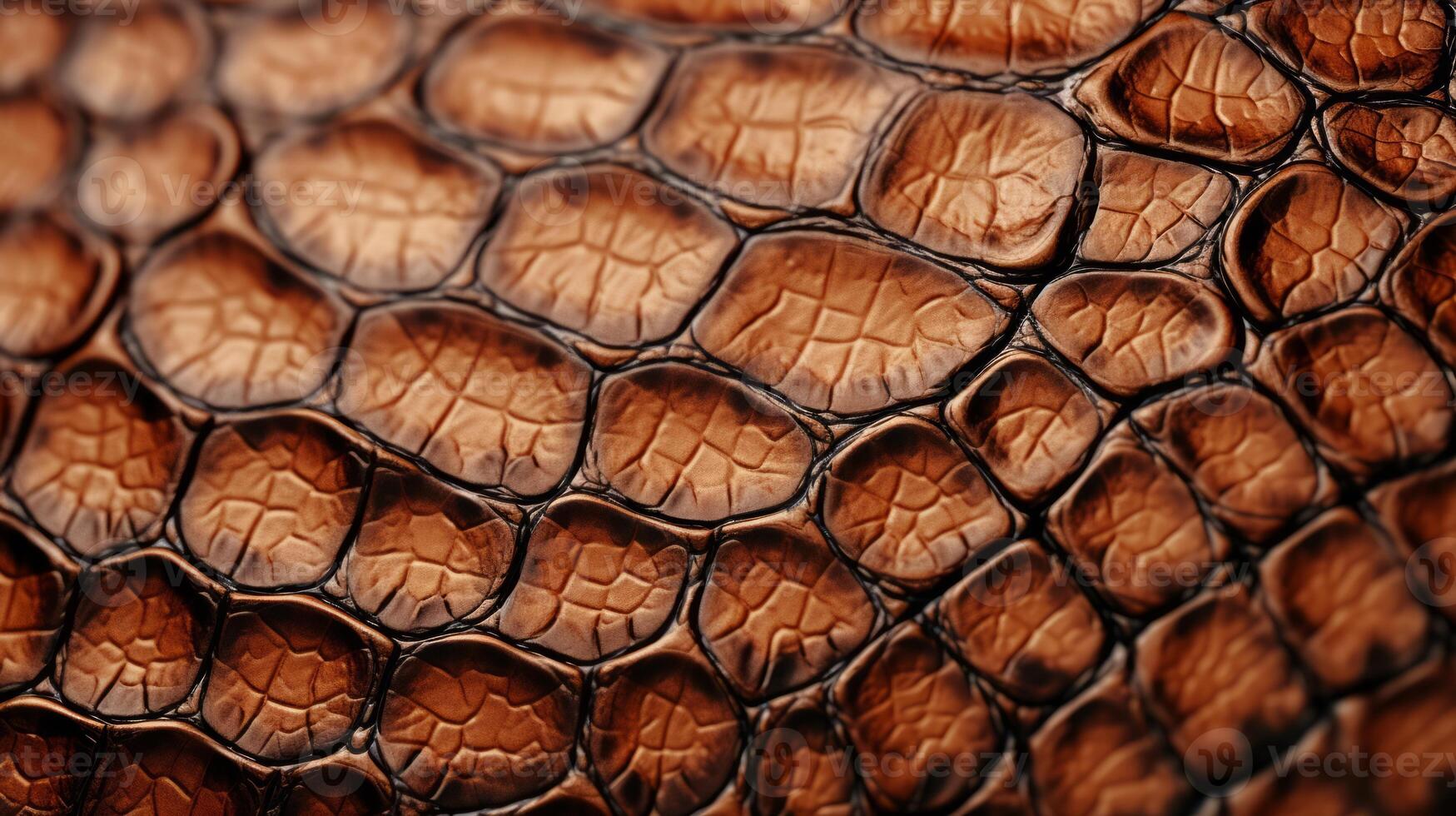 AI generated Crocodile skin textured background. Brown alligator scales. Concepts of texture, luxury materials, exotic leather, detailed close up photo