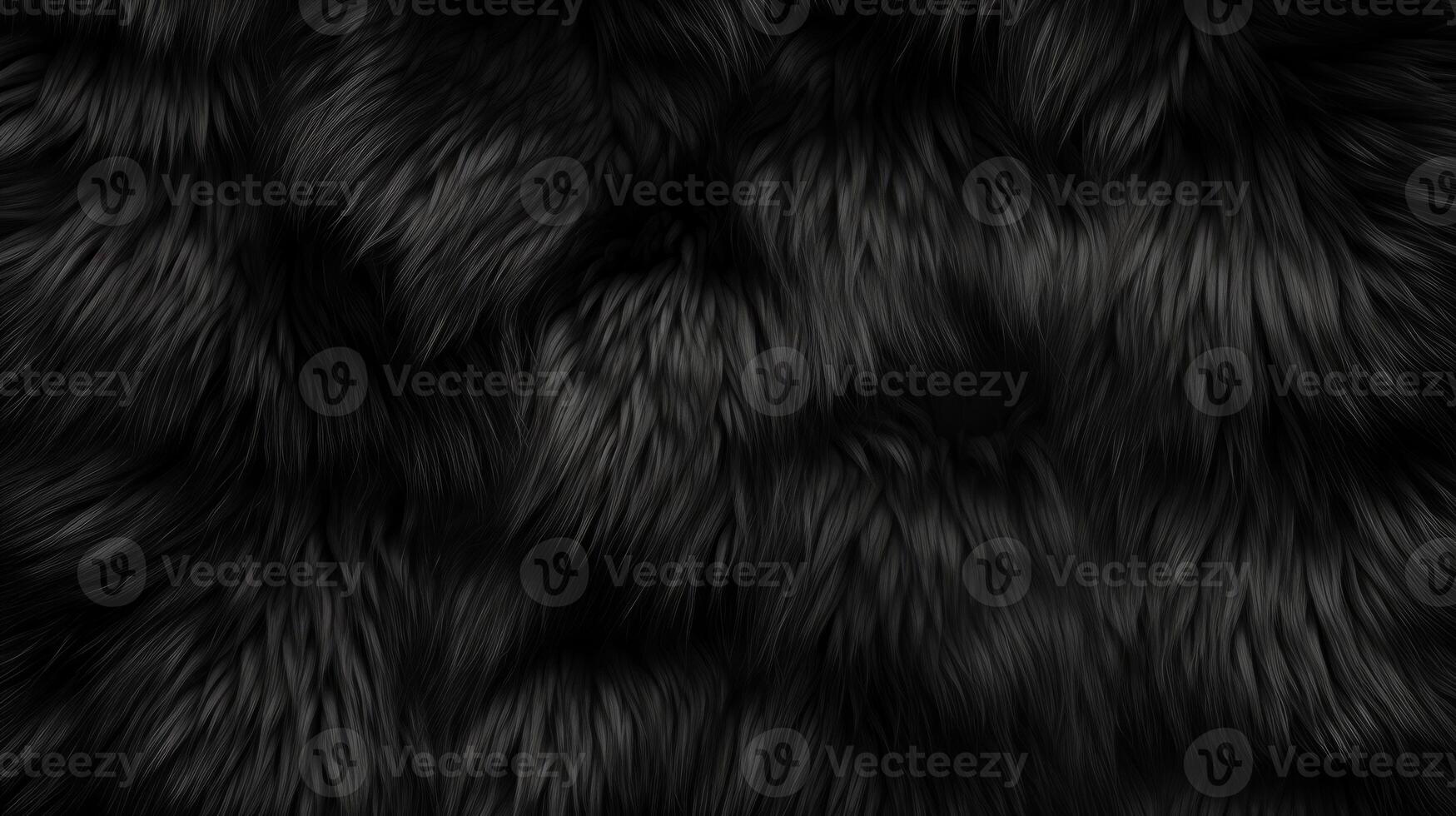 AI generated Deep black luxurious fur texture. Fur of black cat, puma, panther, fox, arctic fox, dog, bear, wolf. Animal skin design. Concept of luxury, softness, coziness fashion background monochrom photo