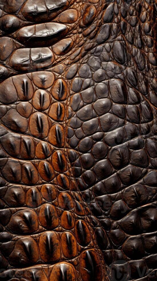 AI generated Crocodile skin textured background. Dark green alligator scales. Lizard, reptile skin. Concepts of texture, luxury materials, exotic leather, detailed close up photo