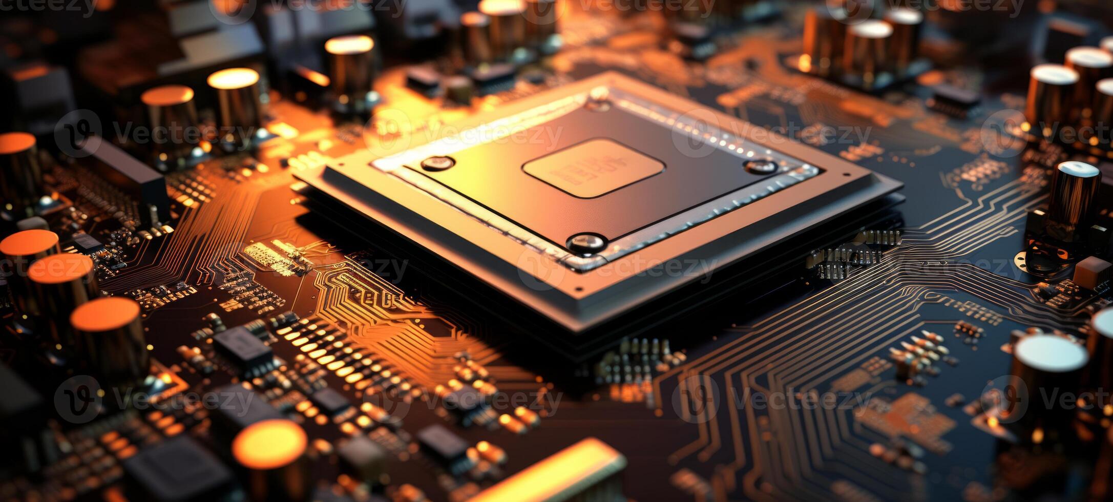 AI generated Next Generation Chips close up. Circuit board, processor. Computer chip, semiconductor, data abstraction, printed circuit board. Electronic board. Ideal for use in computer photo