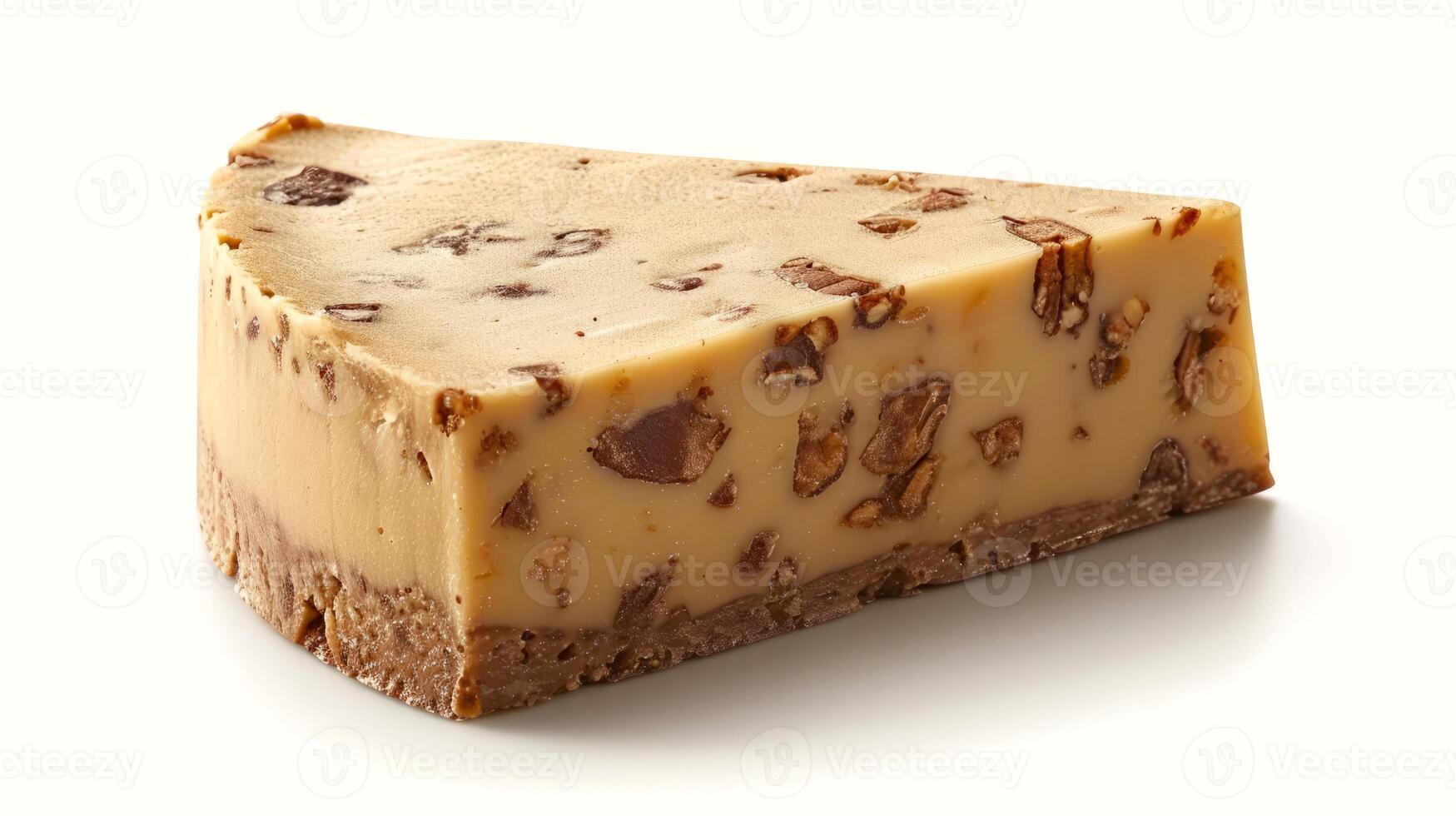 AI generated Slice of halva, natural colors. Isolated on white background. Delicious traditional oriental sweet made from nuts photo