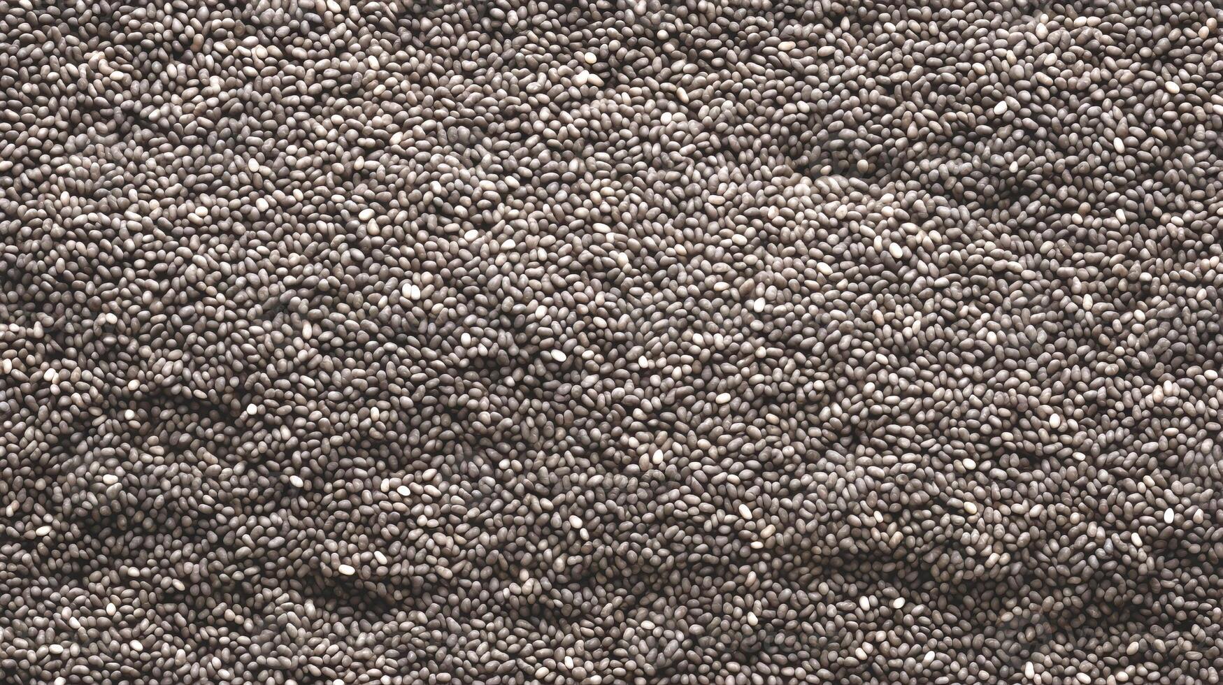 AI generated Top view of Chia seeds. Background texture of raw Chia seeds. Superfood. Copy space. Banner. Good for culinary and food concepts photo