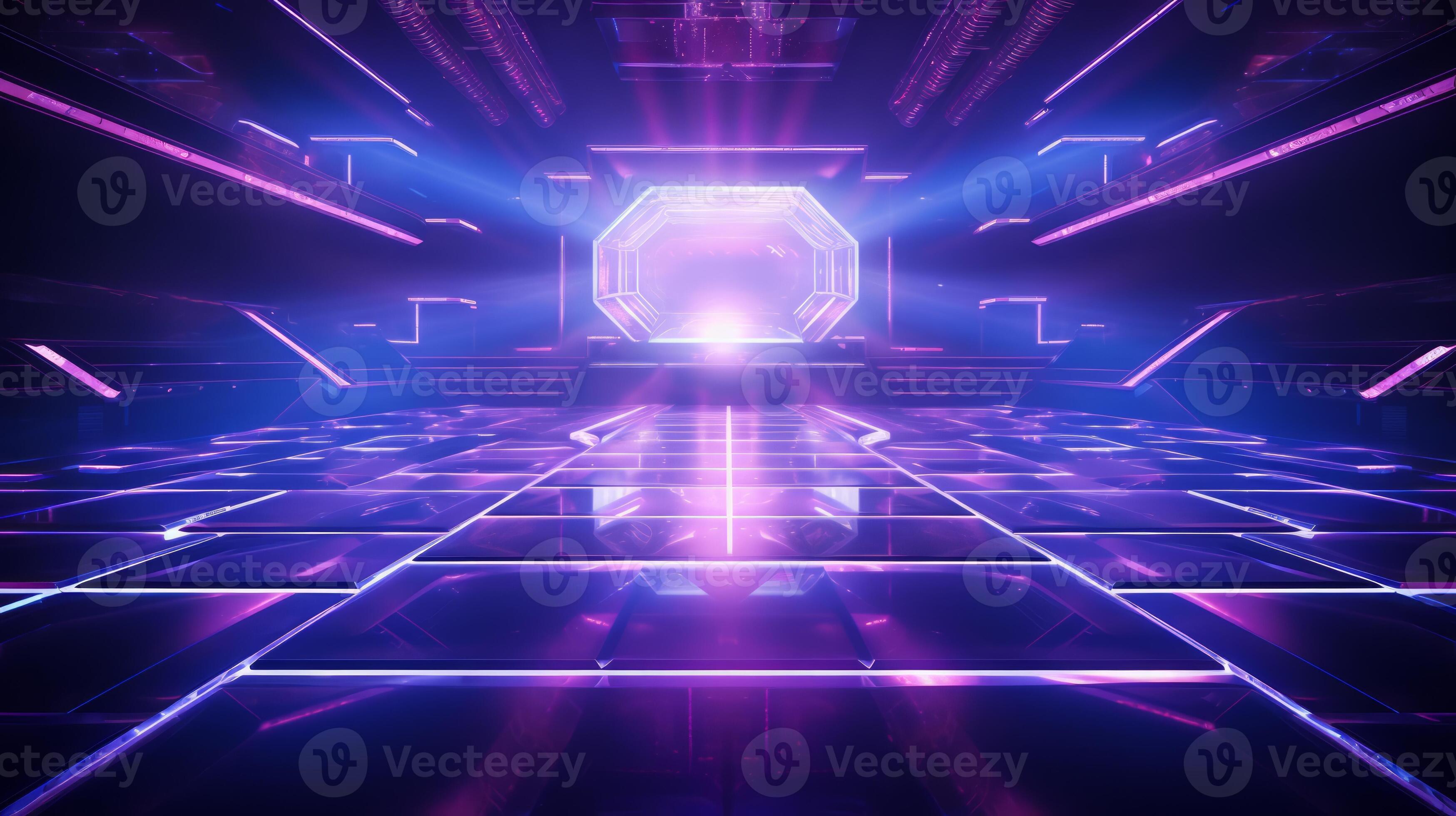 AI generated Modern futuristic concert stage with dynamic neon blue