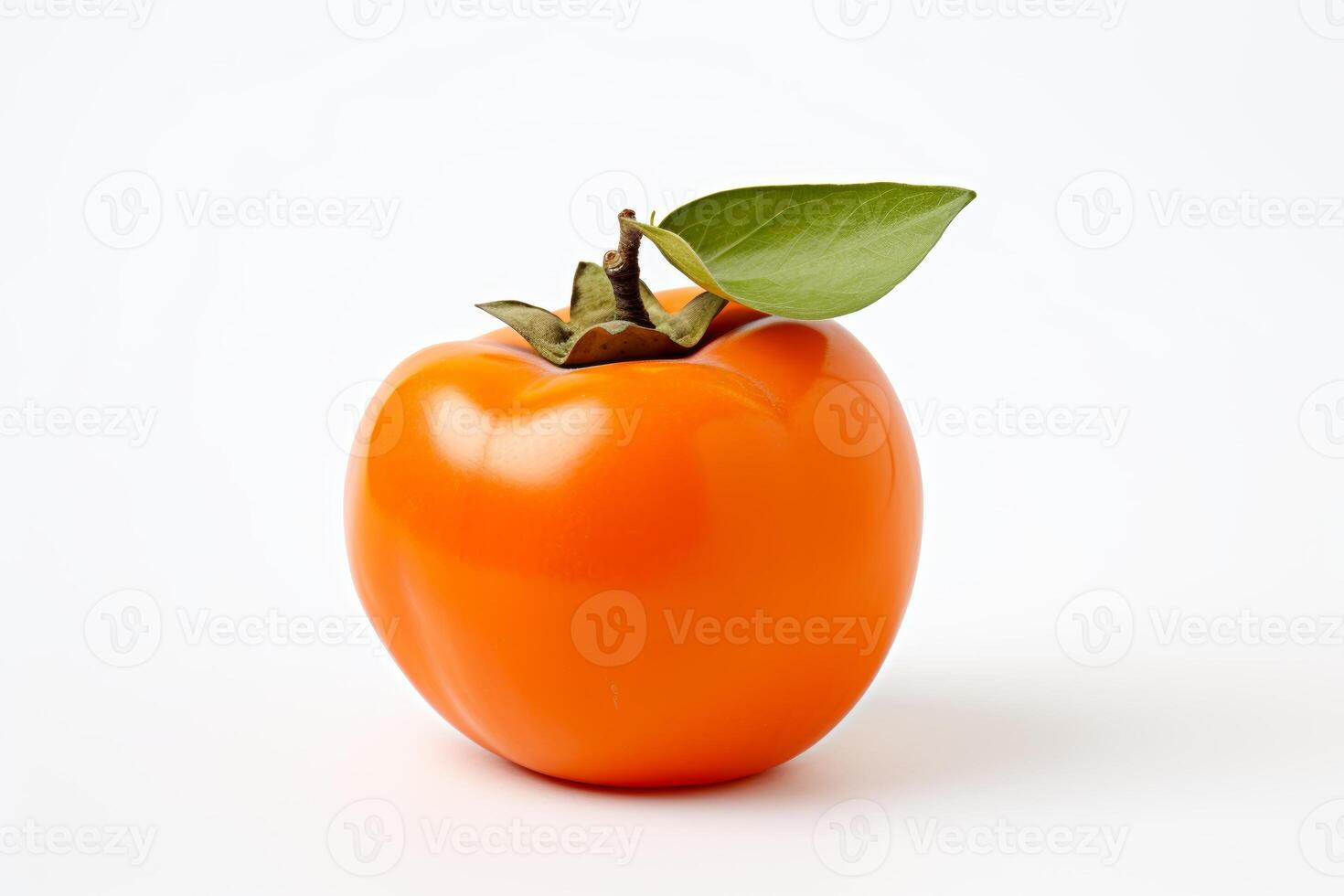 AI generated Ripe juicy persimmon isolated on white background. Concepts of healthy eating, fresh fruit, natural food photo