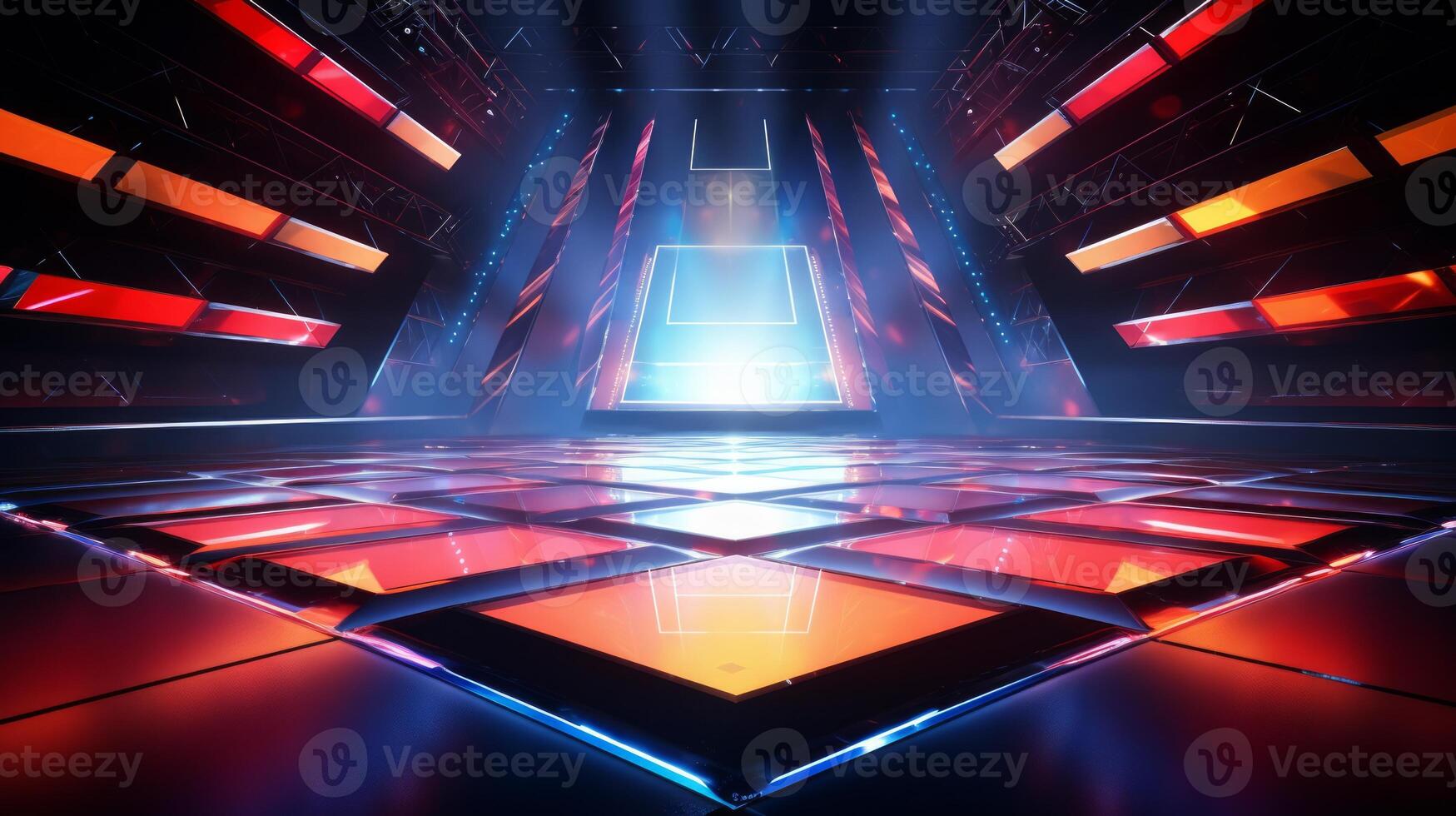 AI generated Colorful modern futuristic concert stage with dynamic neon