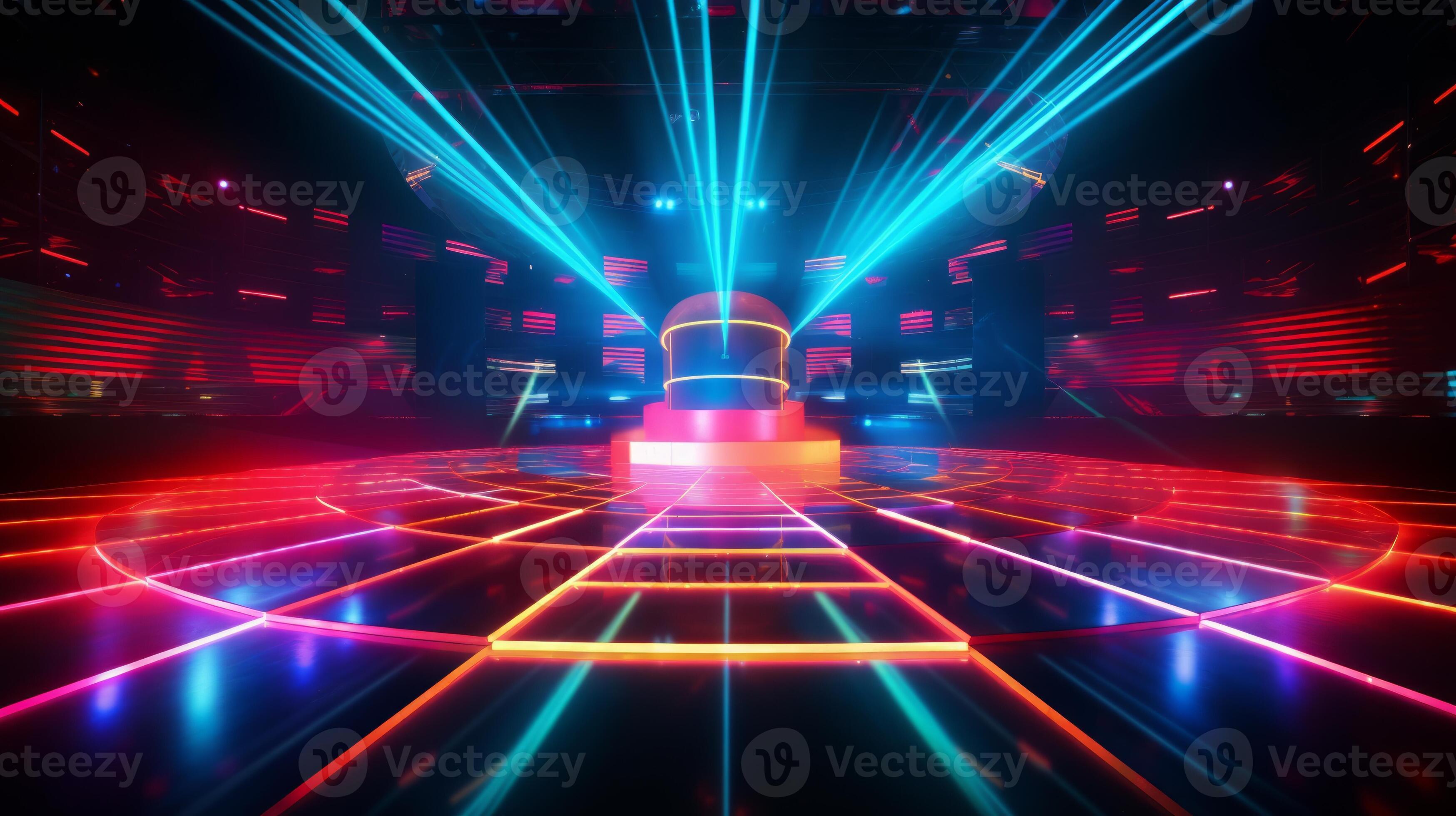 AI generated Colorful modern futuristic concert stage with dynamic neon