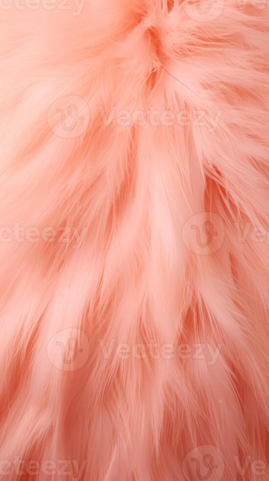 AI generated Delicate peach fur texture, creating a warm, tactile surface. Can be used in home decor or fashion accessory contexts. Fashionable color. Vertical format. photo