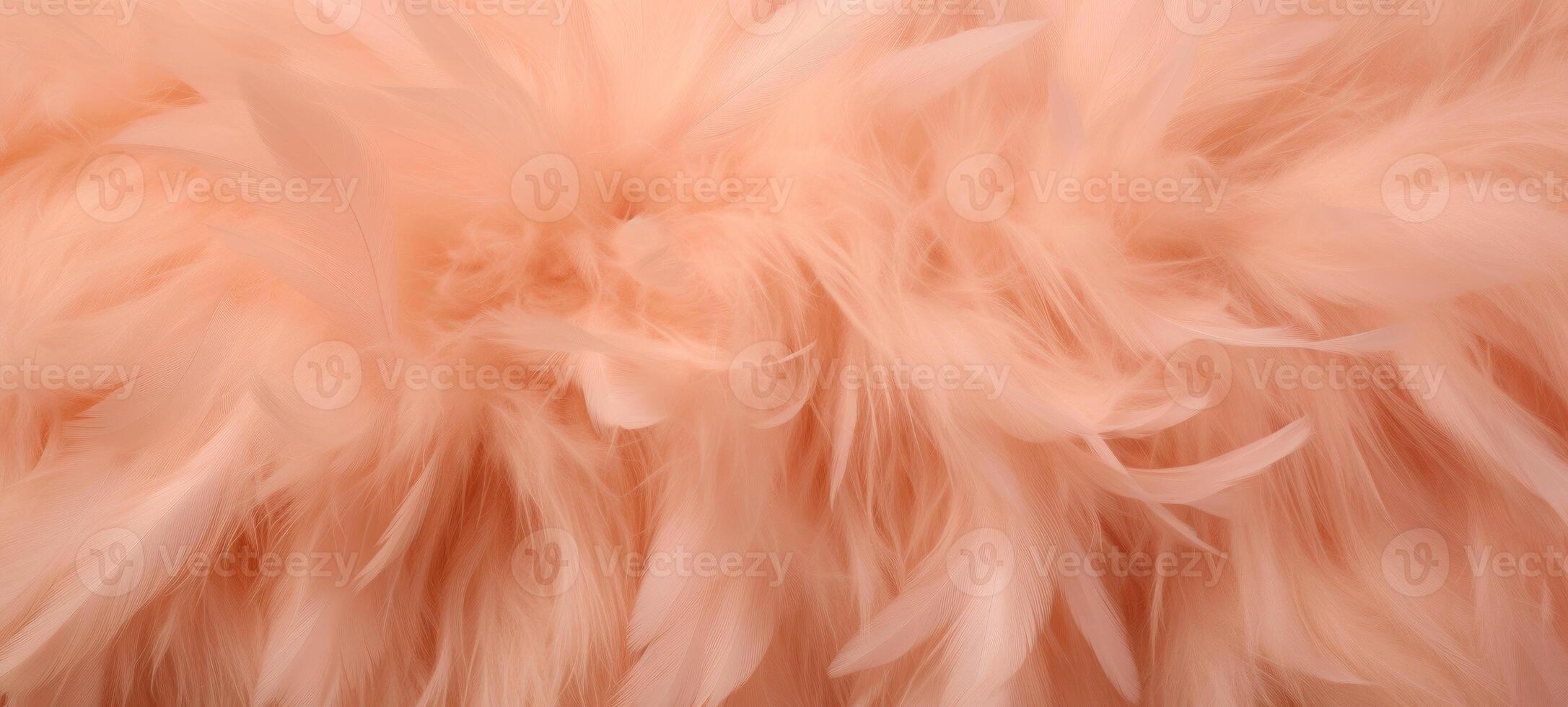 AI generated Fashionable Peach soft feather texture. Background. Trendy color. Concept of Softness, Comfort and Luxury. Ideal for backdrop, Fashion, Textile, Interior Design. Furry surface photo