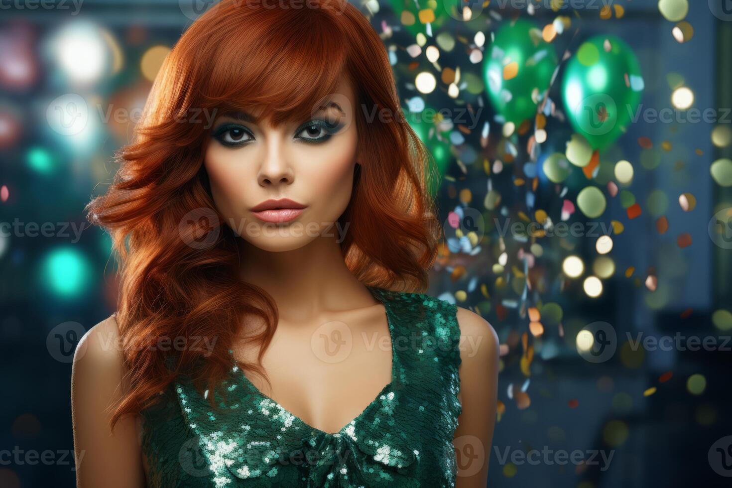 Glamour Ladies Wig Green Glamour Ladies Wig Green