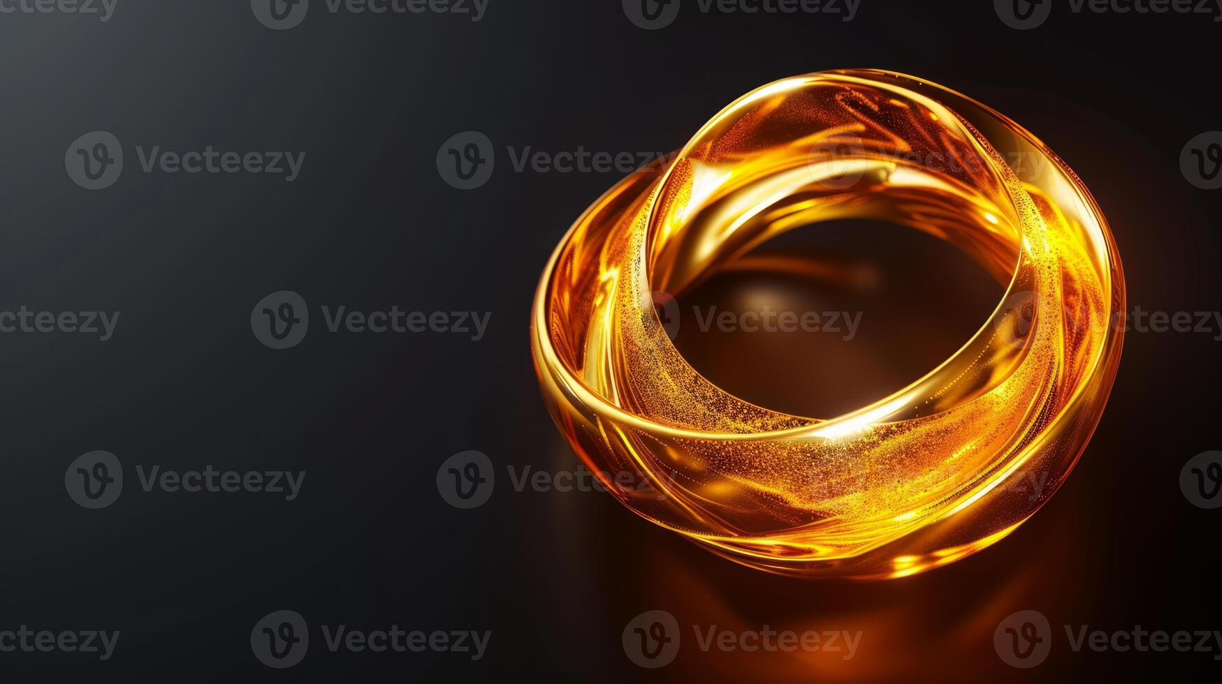AI generated A glossy golden ring or bracelet with a textured surface and sparkling particles, isolated on a dark background, ideal for luxury branding or high-end jewelry advertisements. Banner photo