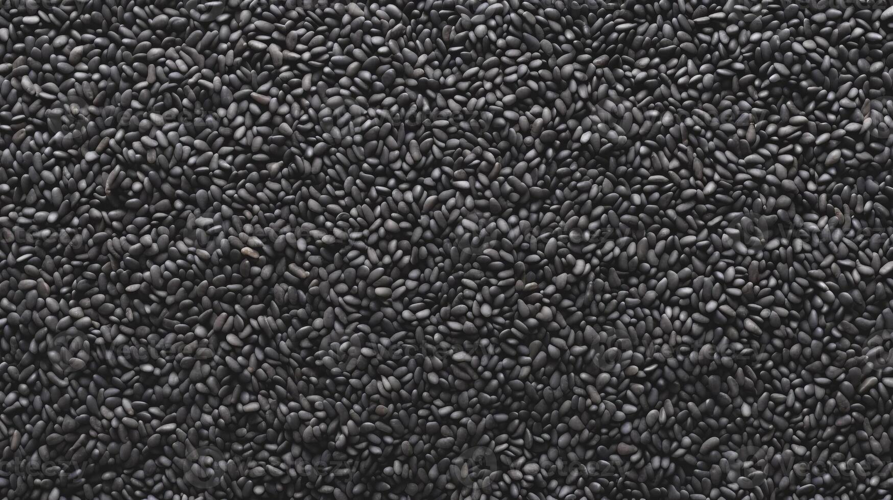 AI generated Top view of Black sesame seeds. Background texture of raw Black sesame seeds. Superfood. Copy space. Banner. Ideal for culinary and food concepts photo