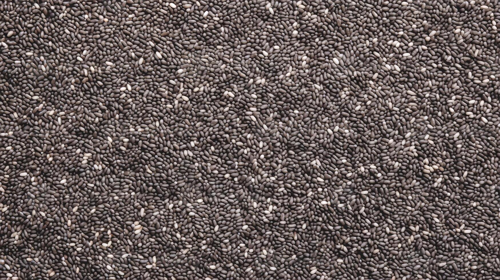 AI generated Top view of Chia seeds. Background texture of raw Chia seeds. Superfood. Copy space. Banner. Ideal for culinary and food concepts photo