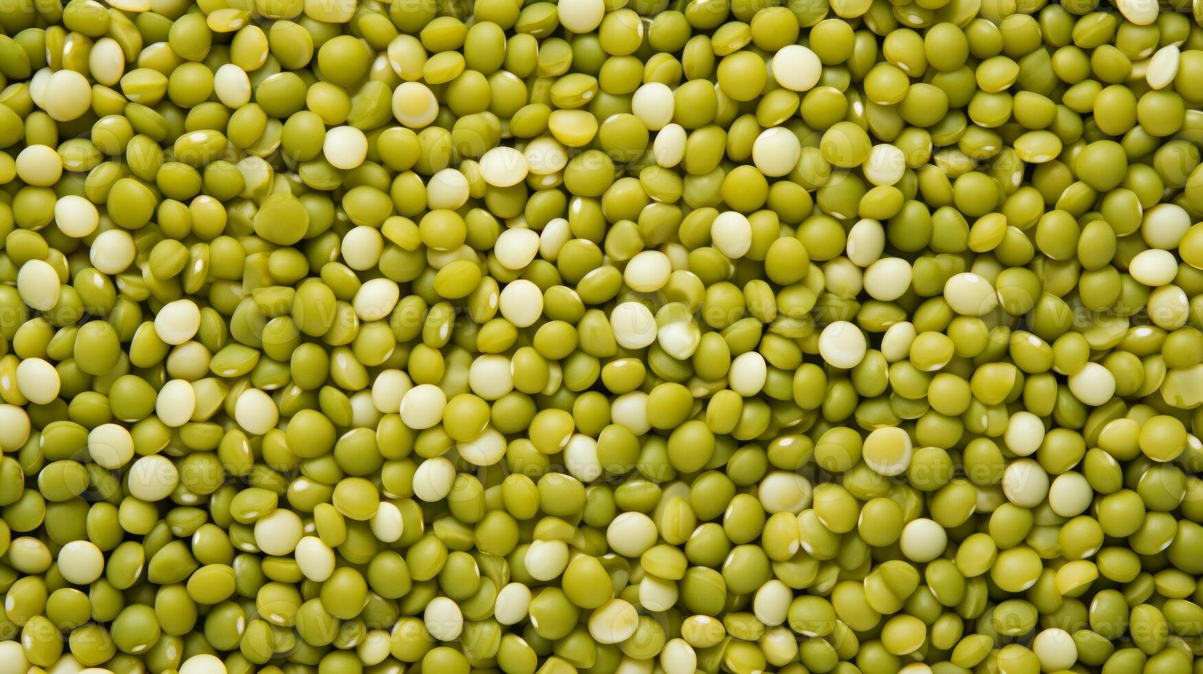 AI generated Top view of mung bean. Background texture of raw mung bean. Green Legumes. Superfood. Copy space. Banner. photo