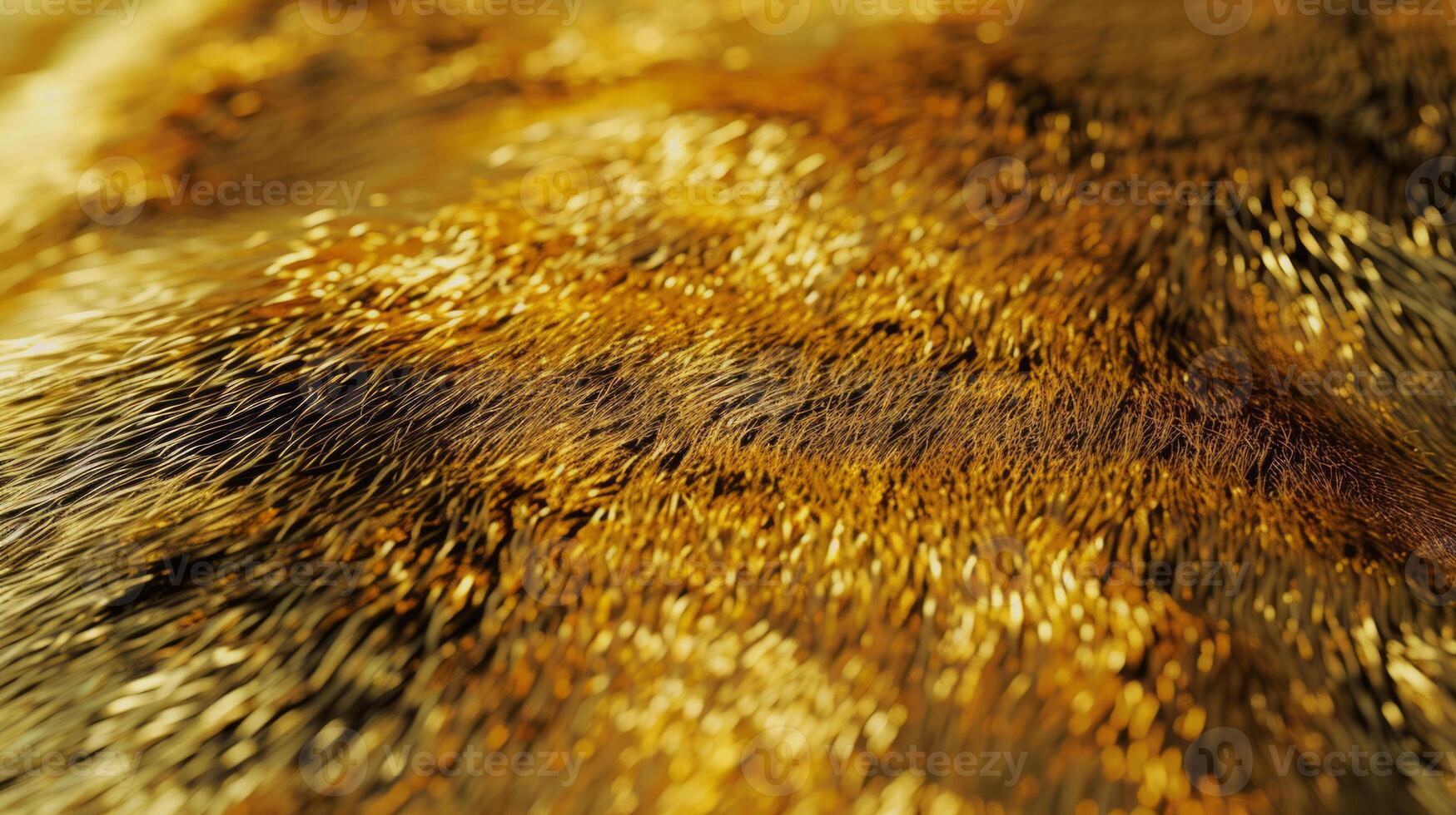 AI generated Close-up of vibrant gold texture of soft fur with various shades of golden. Dyed animal fur. Concept is Softness, Comfort and Luxury. Can be used as Background, Fashion, Textile, photo