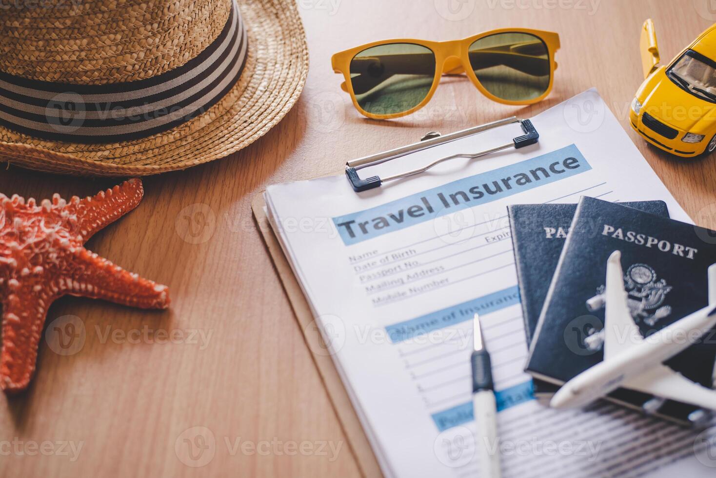 Travel insurance documents to help travelers feel confident in travel safety. photo