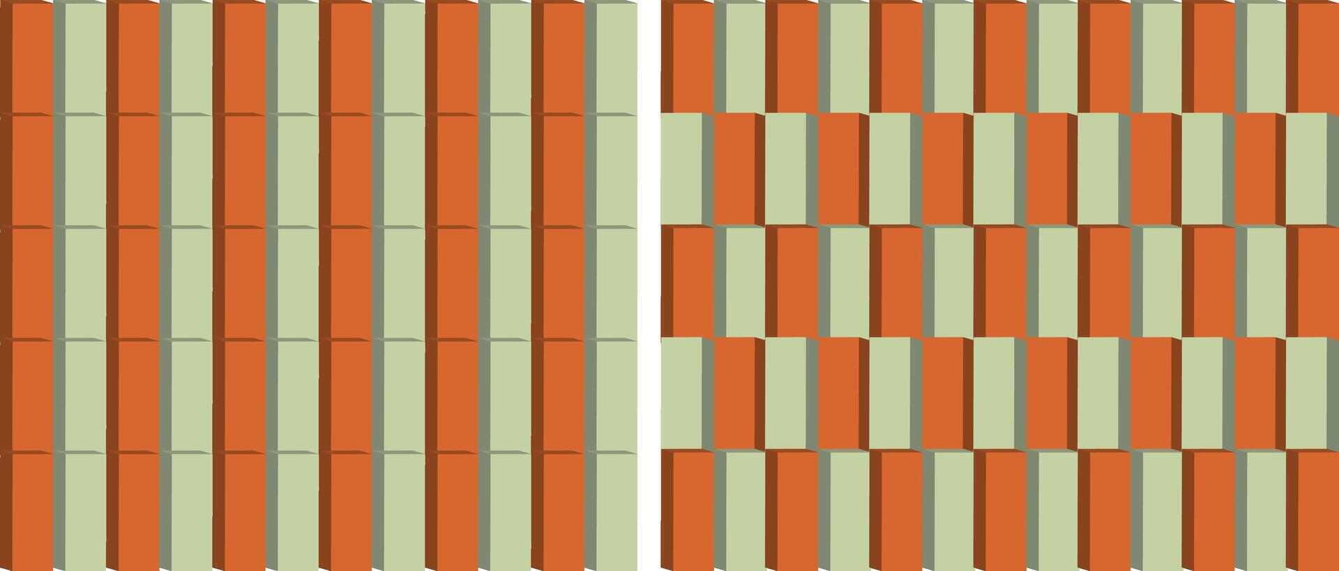 two different vector of orange and green stripes pattern design, drawing pattern parang pattern tiling overlapping pattern vector pattern stripes vector