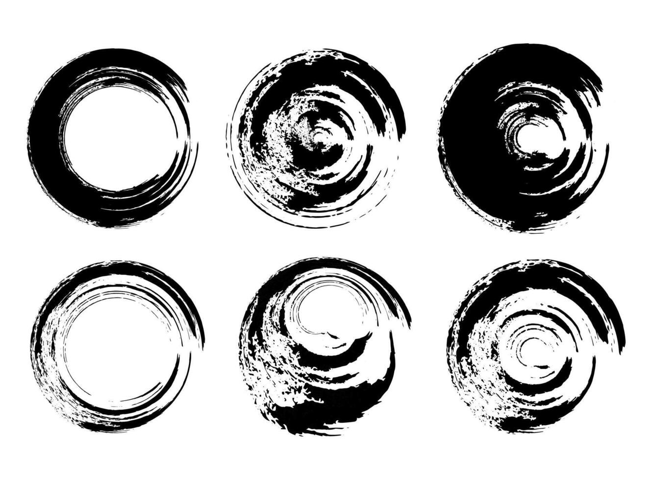 conjunto de negro y blanco marcos, conjunto de negro y blanco cepillo carrera redondo círculo, conjunto de negro y blanco manchas, conjunto de negro y blanco vector Escribiendo redondo circulo íconos marco cepillo carrera vector