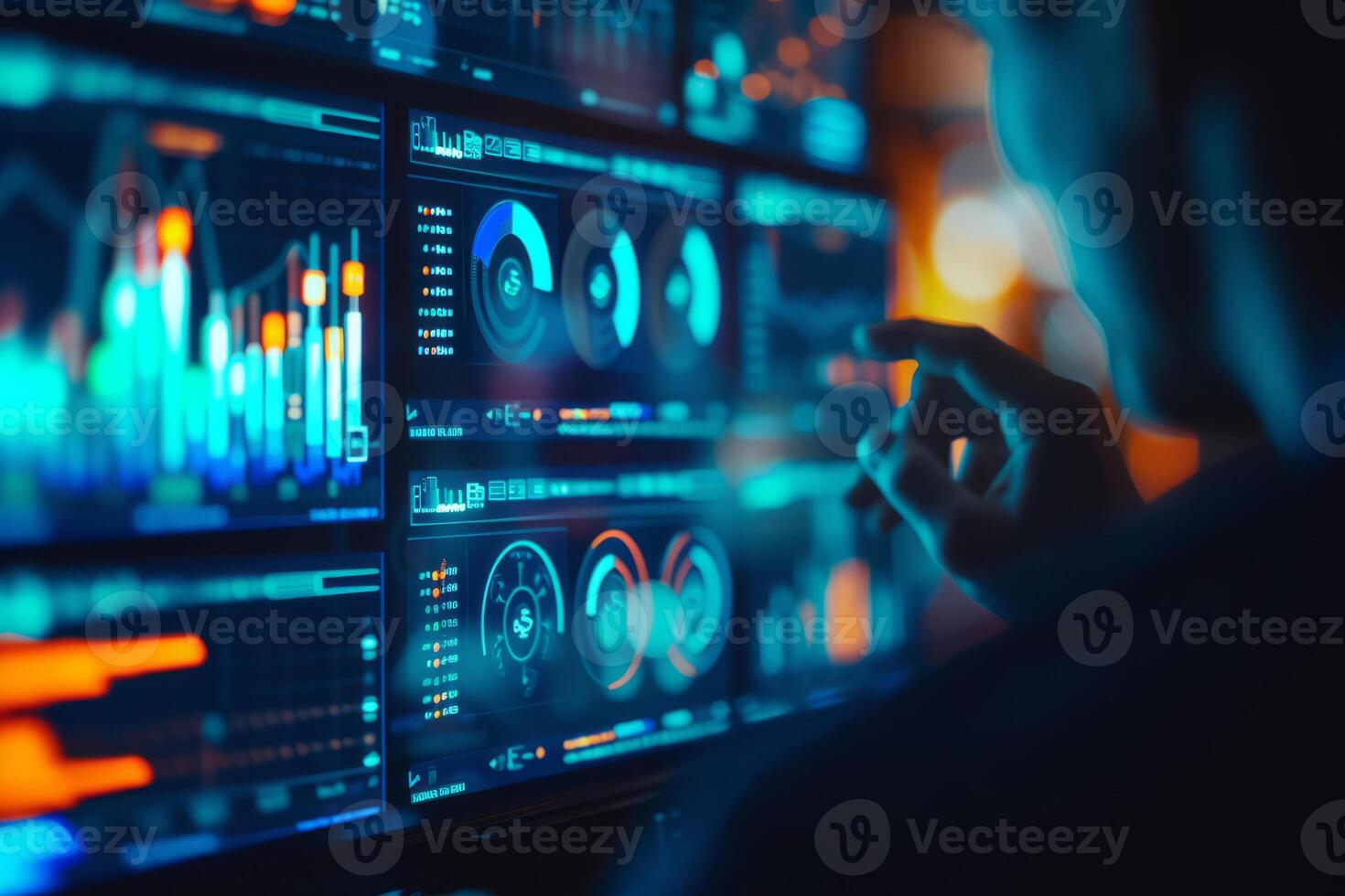 AI generated Business analytics dashboard with charts and metrics to analyze performance. Generative AI photo