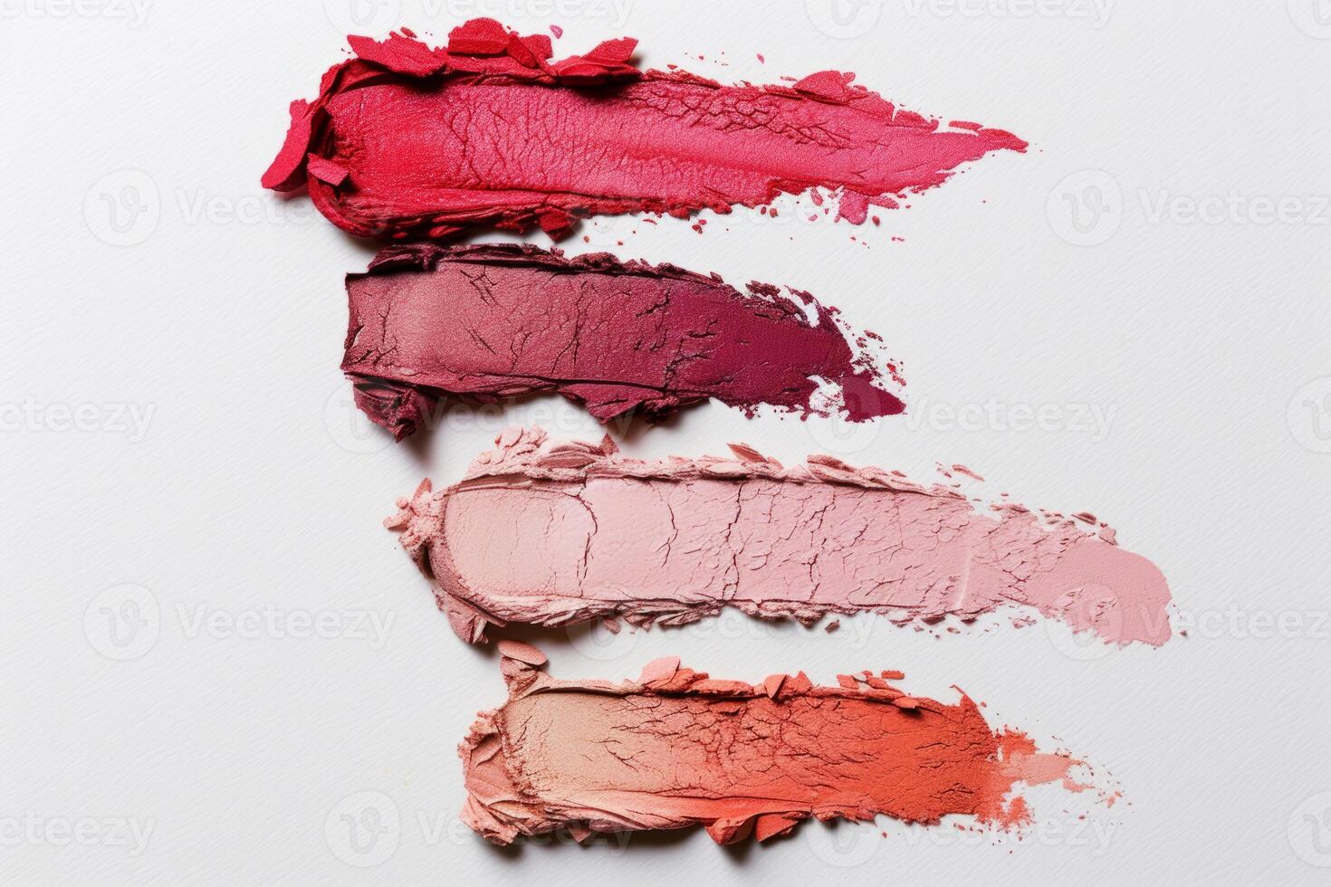 AI generated Matte lipstick or creamy eye shadow swatches isolated on white background. Luxury cosmetic concept. Generative AI photo