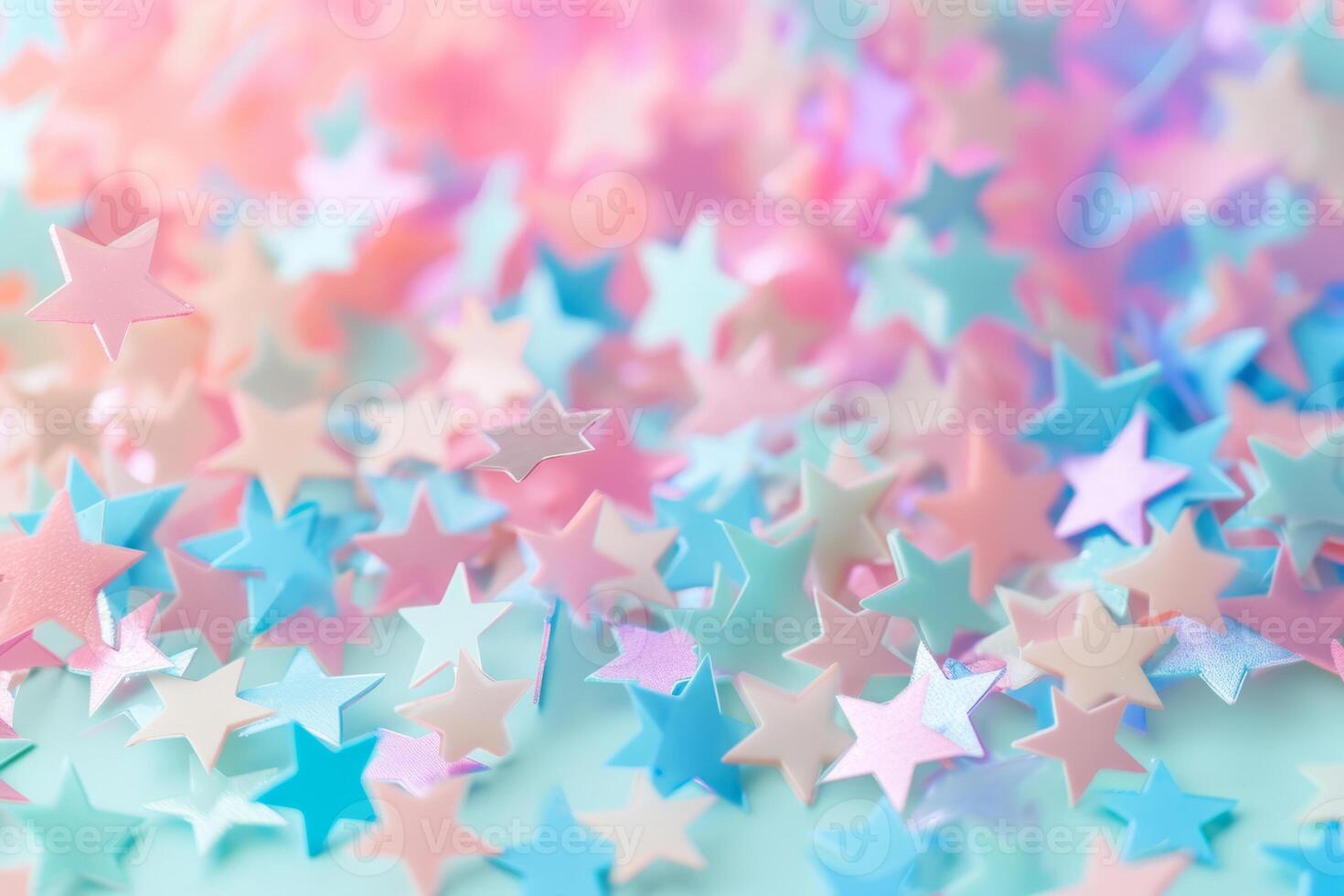 AI generated Pastel colored stars falling from the top. Generative AI photo