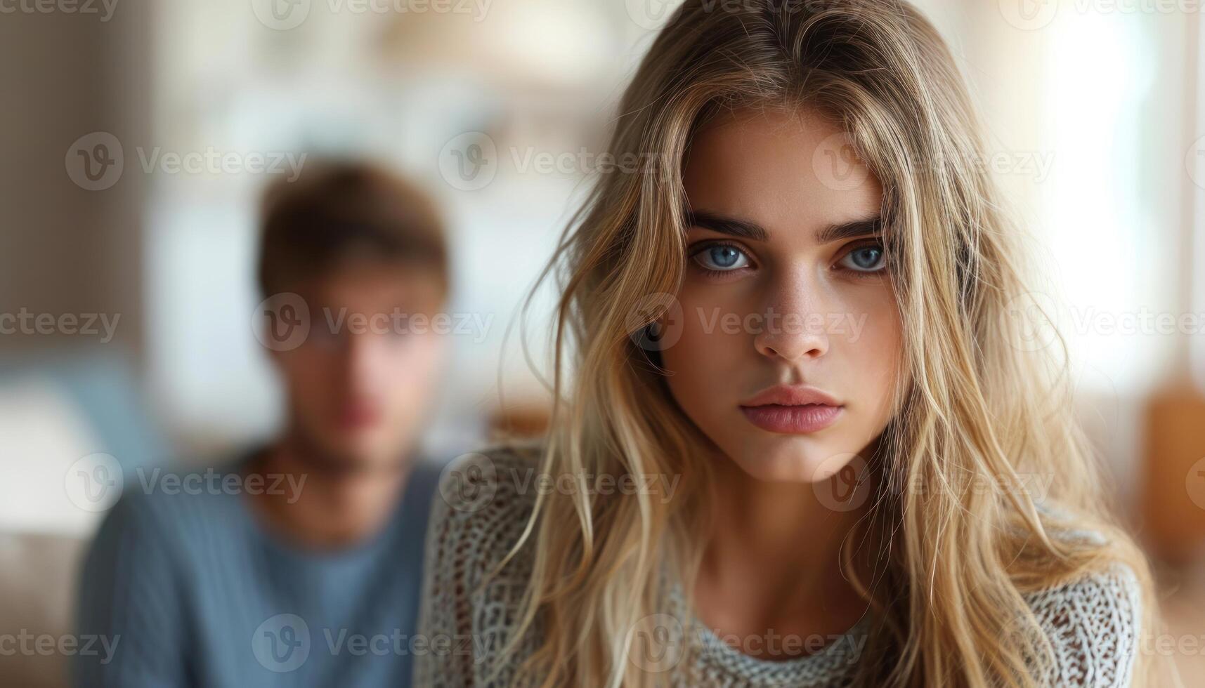 AI generated A disappointed woman expressing sadness after disappointment from her boyfriend, rejection and breakups acceptance concept photo