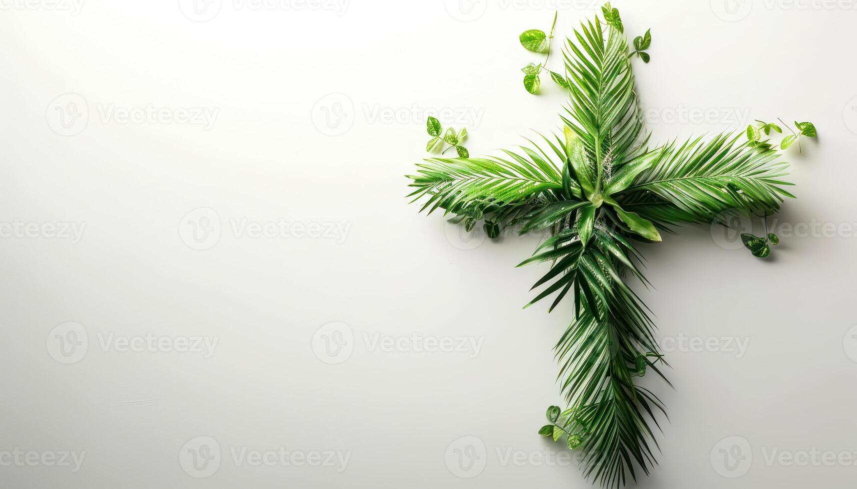 AI generated Cross made of palm fronds, palm crosses photo