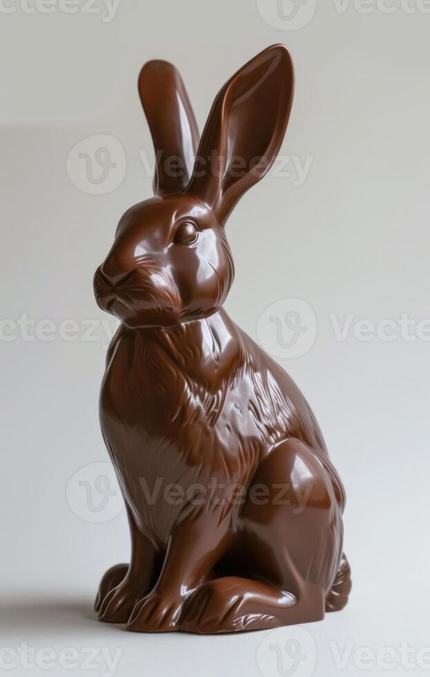 AI generated Chocolate rabbit on a white background, easter chocolates image photo