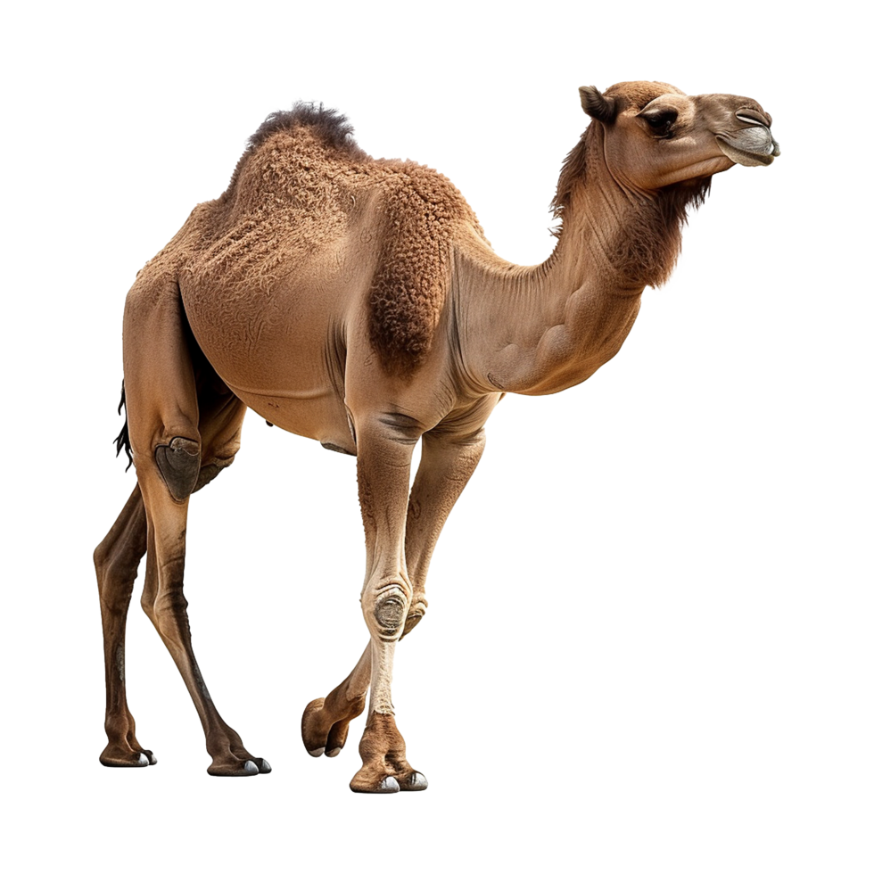 AI generated Camel walking front view isolated on transparent background png