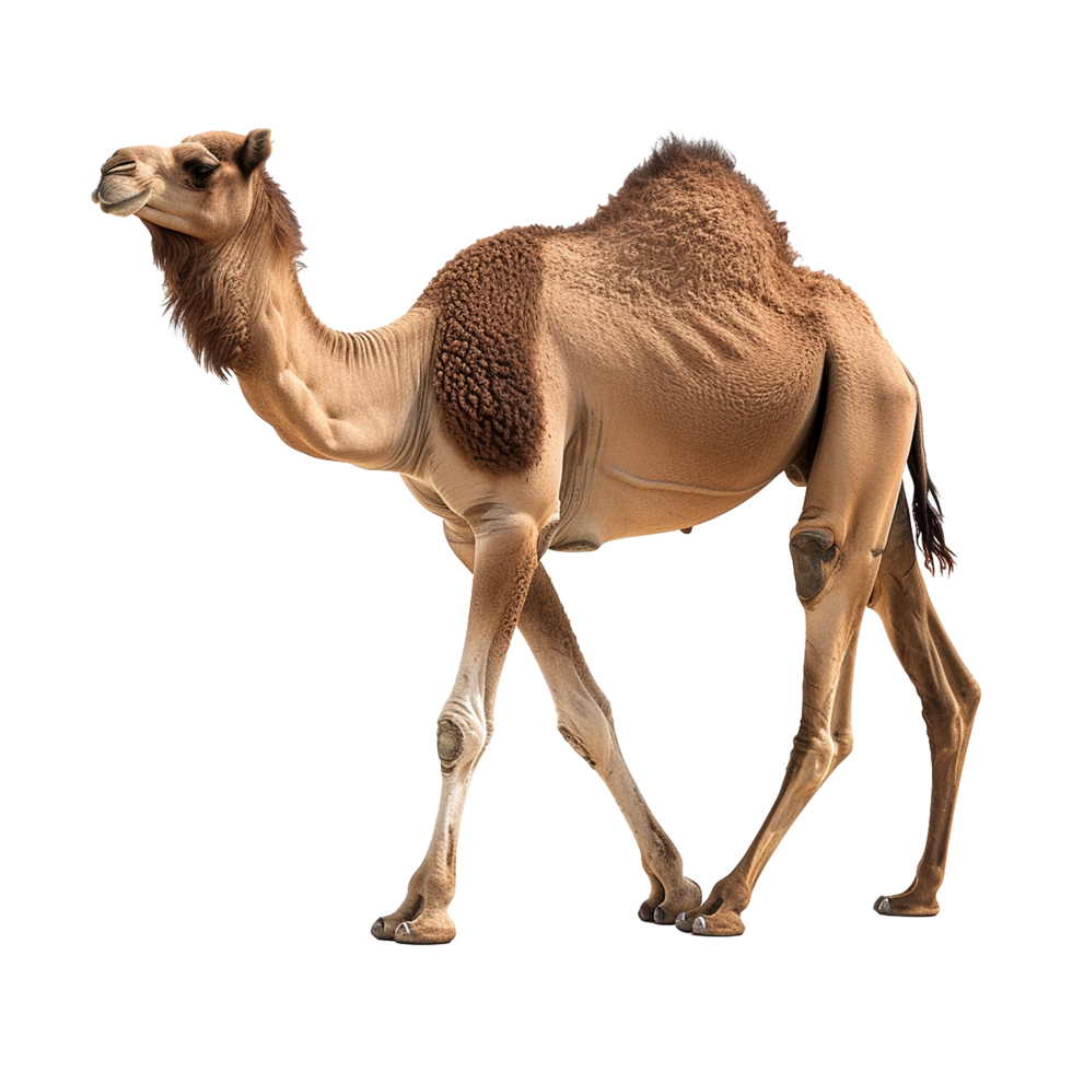 AI generated Camel walking front view isolated on transparent background png